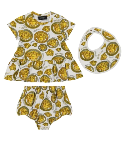 Shop Versace Baby Medusa Amplified Stretch-cotton Set In Yellow