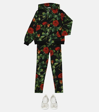 Shop Dolce & Gabbana Floral Stretch-cotton Hoodie In Multicoloured