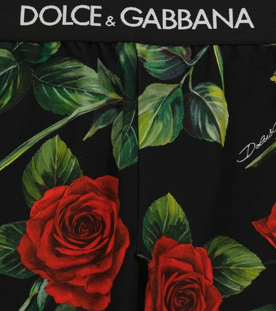 Shop Dolce & Gabbana Floral Stretch-cotton Leggings In Multicoloured