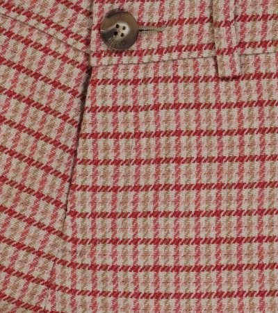 Chloé Light Pink Kids Shorts With Red And Gold Tattersal Check Pattern In Red