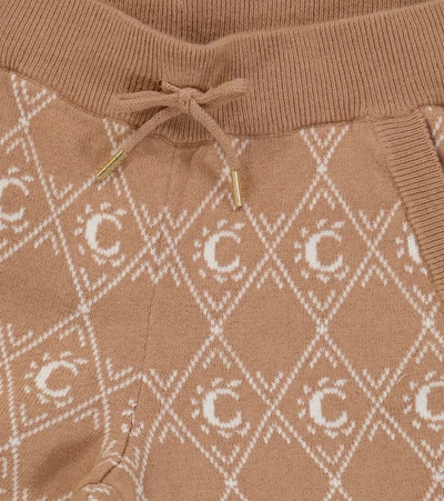 Shop Chloé Kids Jacquard Cotton-blend Sweatpants In Brown