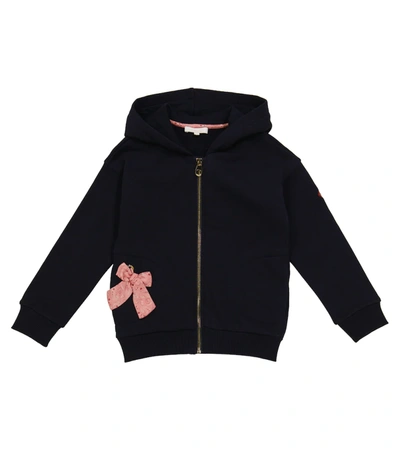 Shop Chloé Hooded Cotton Sweatshirt With Bow In Blue