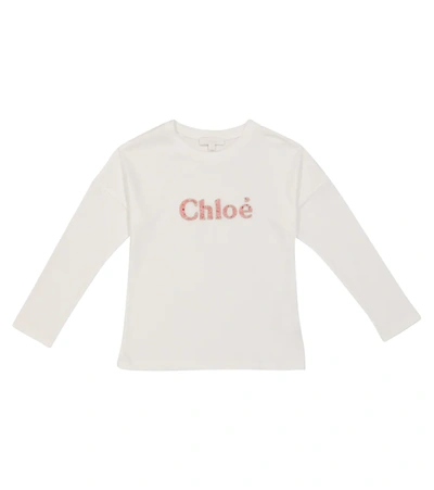 Shop Chloé Cotton And Modal Long-sleeved Top In White