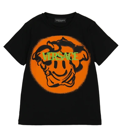 Shop Versace Medusa Smiley Cotton T-shirt In Black