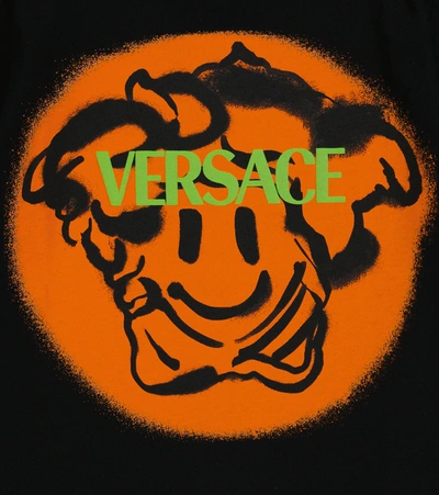 Shop Versace Medusa Smiley Cotton T-shirt In Black