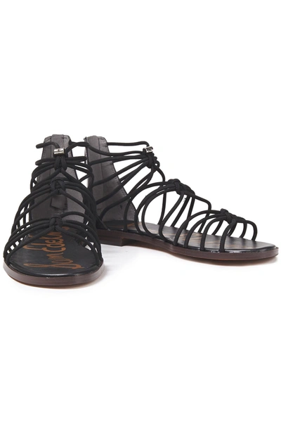 Shop Sam Edelman Emi Knotted Suede And Leather Sandals In Black