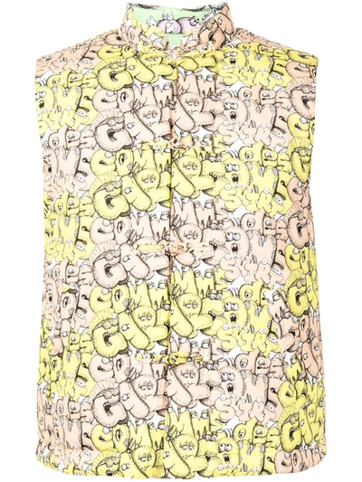 Comme Des Garçons Shirt Yellow/orange Kaws Waistcoat In Gelb
