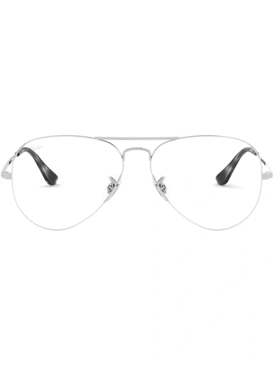 Shop Ray Ban Aviator-frame Metal Glasses In Weiss