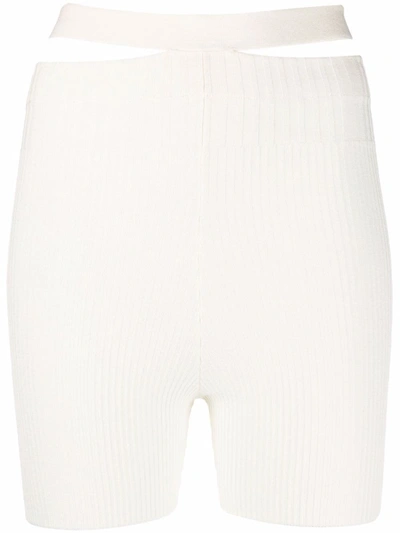 Shop Adamo Ribbed-knit Shorts In Nude