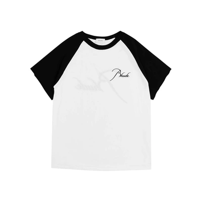 Shop Rhude Monochrome Logo Cotton T-shirt In White And Black