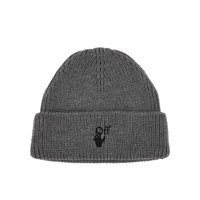 Shop Off-white Grey Logo-embroidered Wool Beanie
