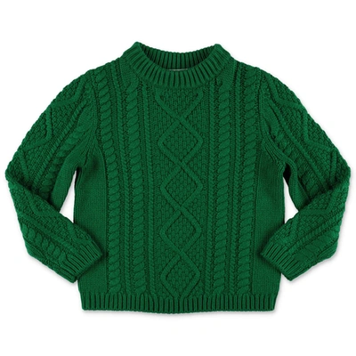Shop Bonpoint Cable Knit Jumper In Green