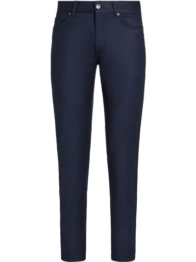Shop Ermenegildo Zegna Straight-leg Wool Flannel Jeans In Blue