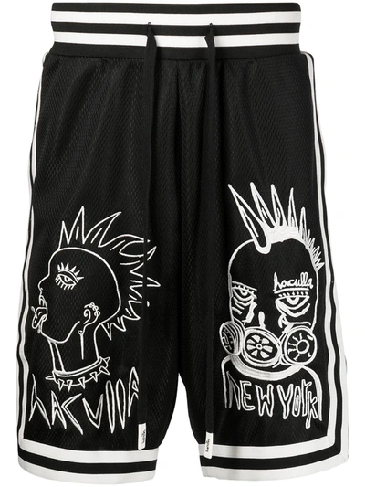 Shop Haculla Embroidered Mesh-panel Basketball Shorts In Black