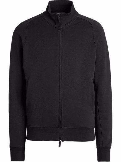 Shop Ermenegildo Zegna Cotton Zipped Sweatshirt In Black