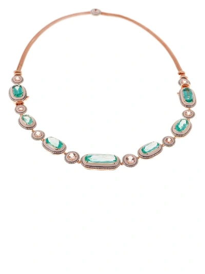 Shop Selim Mouzannar 18kt Rose Gold Beryl, Morganite, Diamond And Pink Enamel Necklace