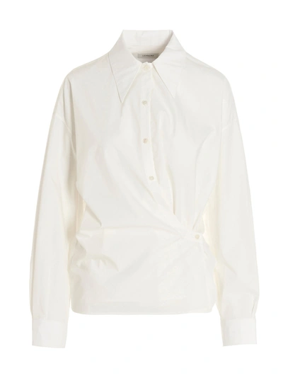 Shop Lemaire Drop Shoulder Wrap Front Shirt In White