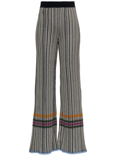 Shop Missoni Striped Knit Wide Leg Trousers In Multi