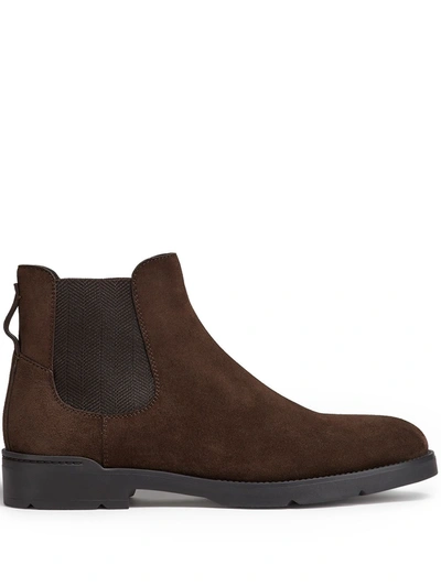 Shop Ermenegildo Zegna Chelsea Ankle Boots In Brown