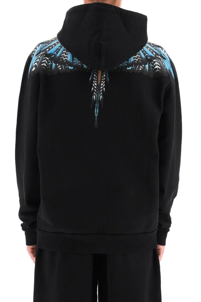 Shop Marcelo Burlon County Of Milan Marcelo Burlon Grizzly Wings Print Hoodie In Black