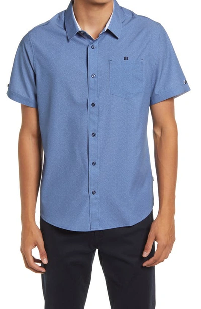 Shop 7 Diamonds Painted Memory Short Sleeve Performance Button-up Shirt In Blue