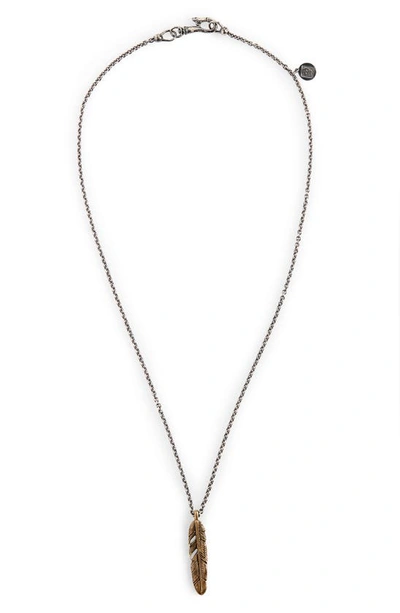Shop John Varvatos Single Feather Pendant Necklace In Metallic Copper