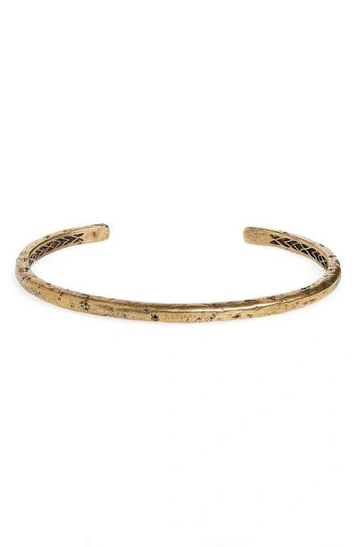 Shop John Varvatos Distressed Brass Cuff Bracelet In Metallic Gold