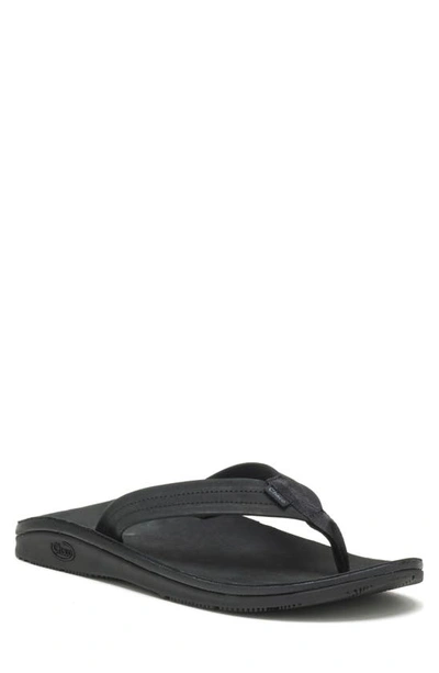 Shop Chaco Leather Flip Flop In Black