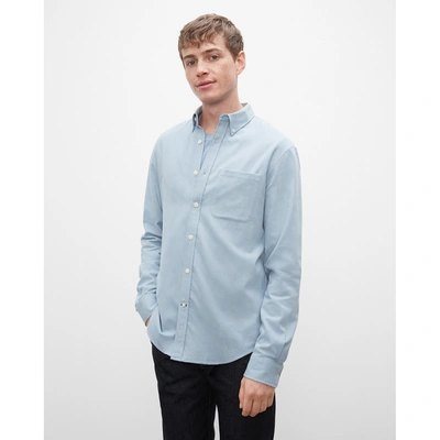 Shop Club Monaco Long Sleeve Solid Flannel Shirt In Med Blue