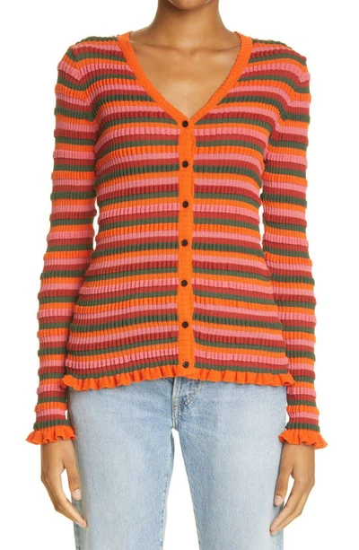 Shop Molly Goddard Amara Stripe Cardigan In Multicolor Stripe