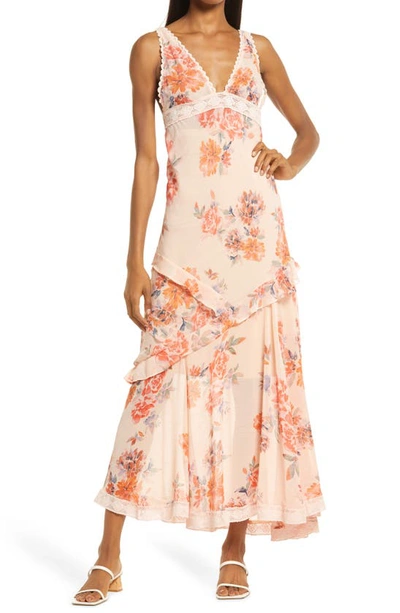 Shop Free People Stay Awhile Sleeveless Maxi Dress In Peach Combo