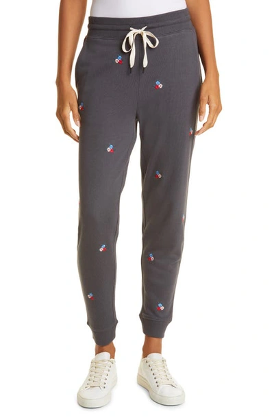 Shop Rails Oakland Embroidered Floral Cotton Blend Joggers In Vintage Black Flower Buds