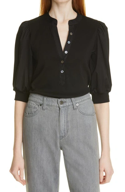 Shop Veronica Beard Coralee Front Button Blouse In Black