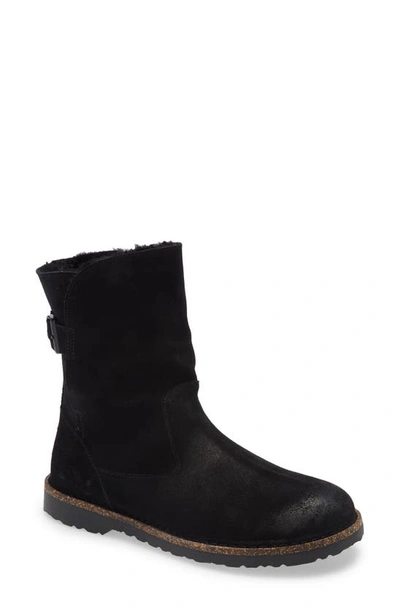Shop Birkenstock Upsalla Genuine Shearling Boot In Black/ Black