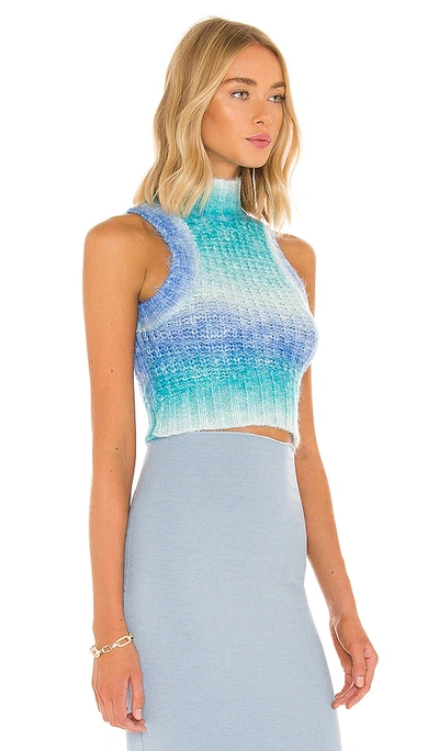 Shop For Love & Lemons Rosa Crop Tank Sweater In Blue