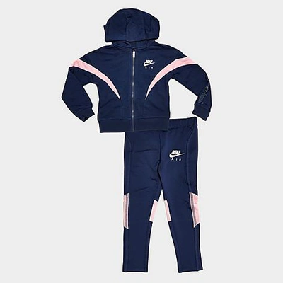 Shop Nike Girls' Toddler Air Full-zip Jacket And Leggings Set In Dark Blue/pink