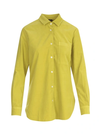 Shop Aspesi Velvet Ribbed L/s Shirt In Lemon