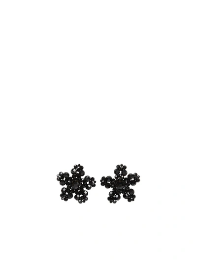 Shop Simone Rocha Embellished Earrings In Black