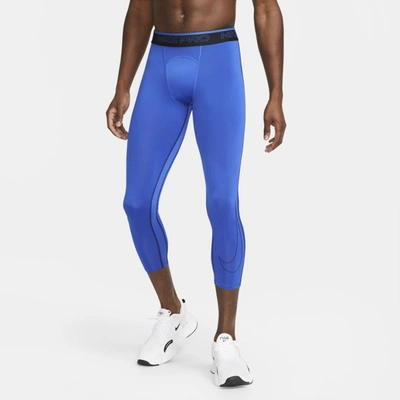 Shop Nike Men's  Pro Dri-fit 3/4 Tights In Blue