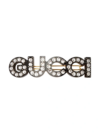 Gucci Logo Embellished Hair Clip In Black