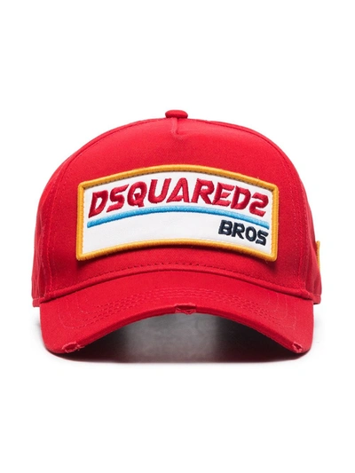 Shop Dsquared2 Bros Logo-patch Baseball Cap In 红色