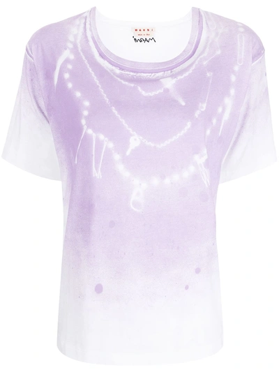 Shop Marni Tie Dye-print T-shirt In 白色
