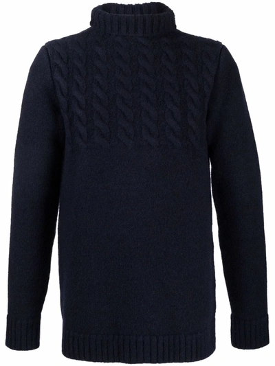Shop Maison Margiela Cable-knit Wool Jumper In 蓝色