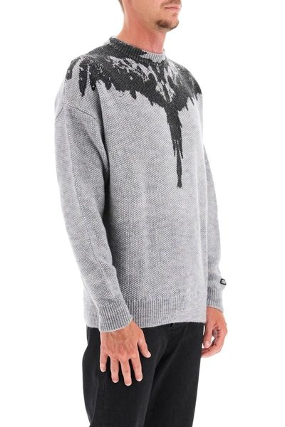 Shop Marcelo Burlon County Of Milan Wings Wool Sweater In Grey,black