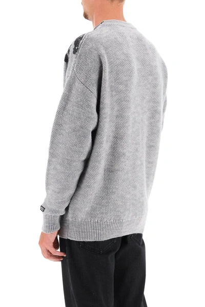 Shop Marcelo Burlon County Of Milan Wings Wool Sweater In Grey,black