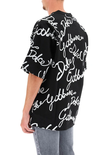 Shop Dolce & Gabbana Oversize All-over Logo T-shirt In Black,white