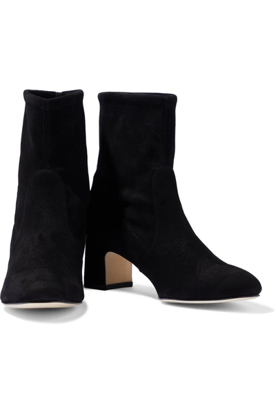 Shop Stuart Weitzman Niki Stretch-suede Sock Boots In Black