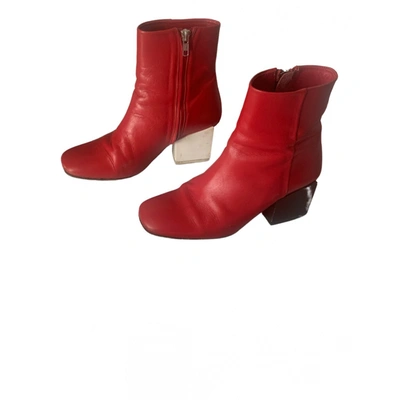 Pre-owned Jacquemus Leather Ankle Boots In Red