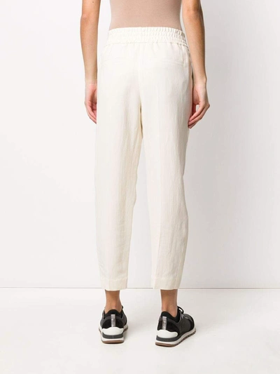 Shop Brunello Cucinelli Trousers Cream