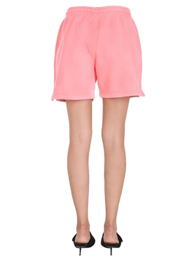 Shop Alexander Wang Shorts With Stencil Logo In Pink